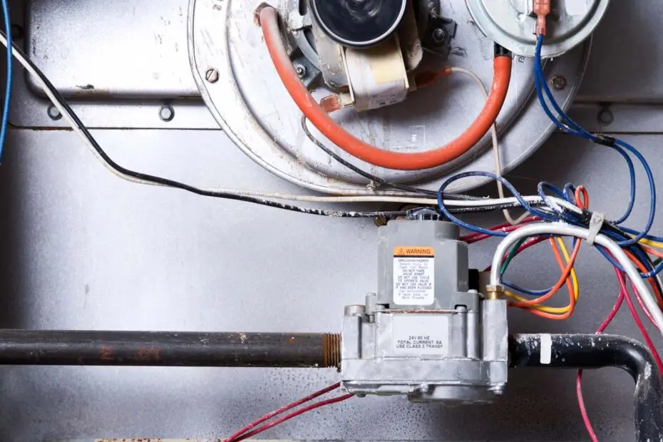 a close-up of a furnace part